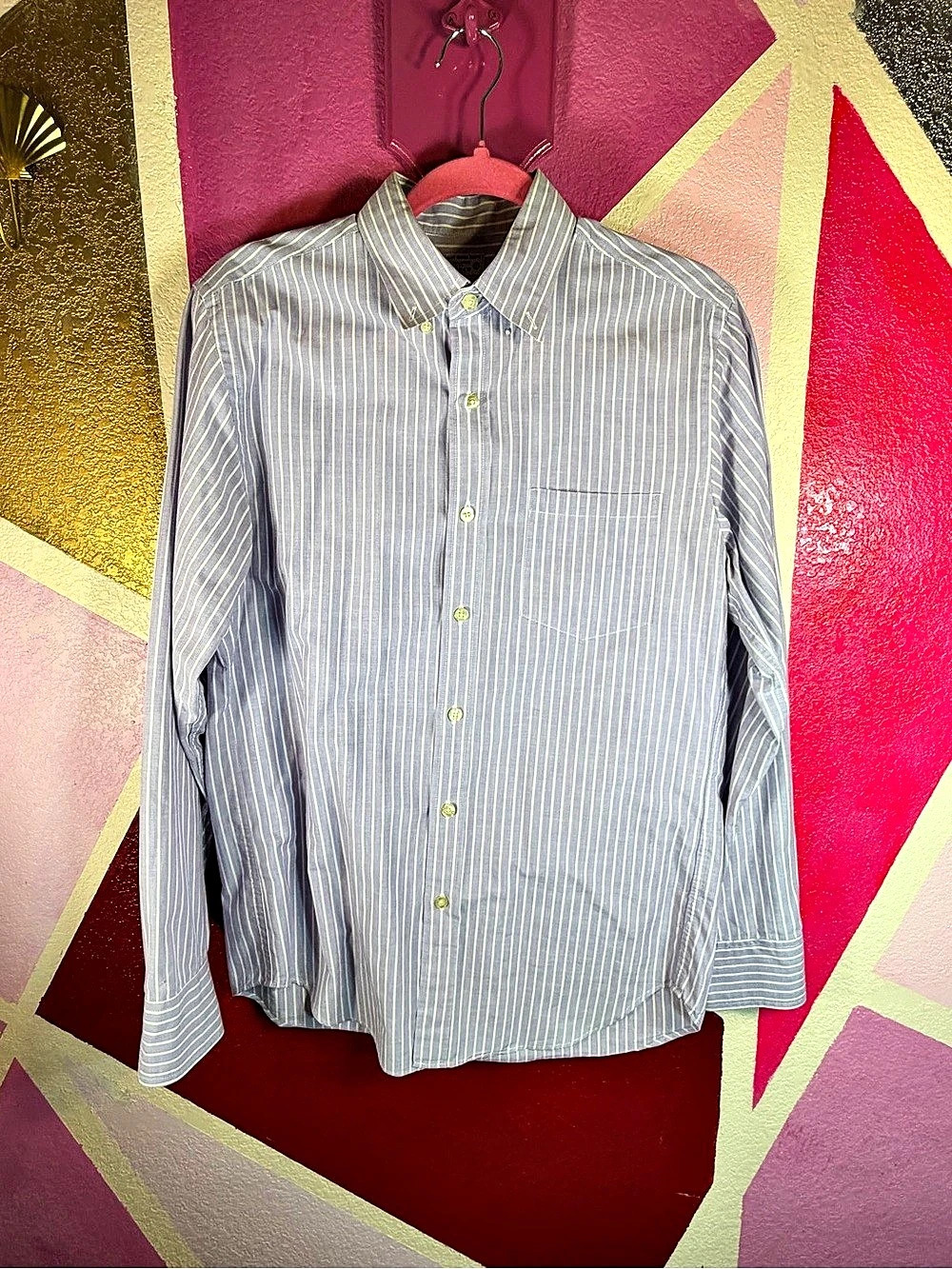 J.Crew Lavender Stripe Button Down Shirt 100% Cotton Men's Small